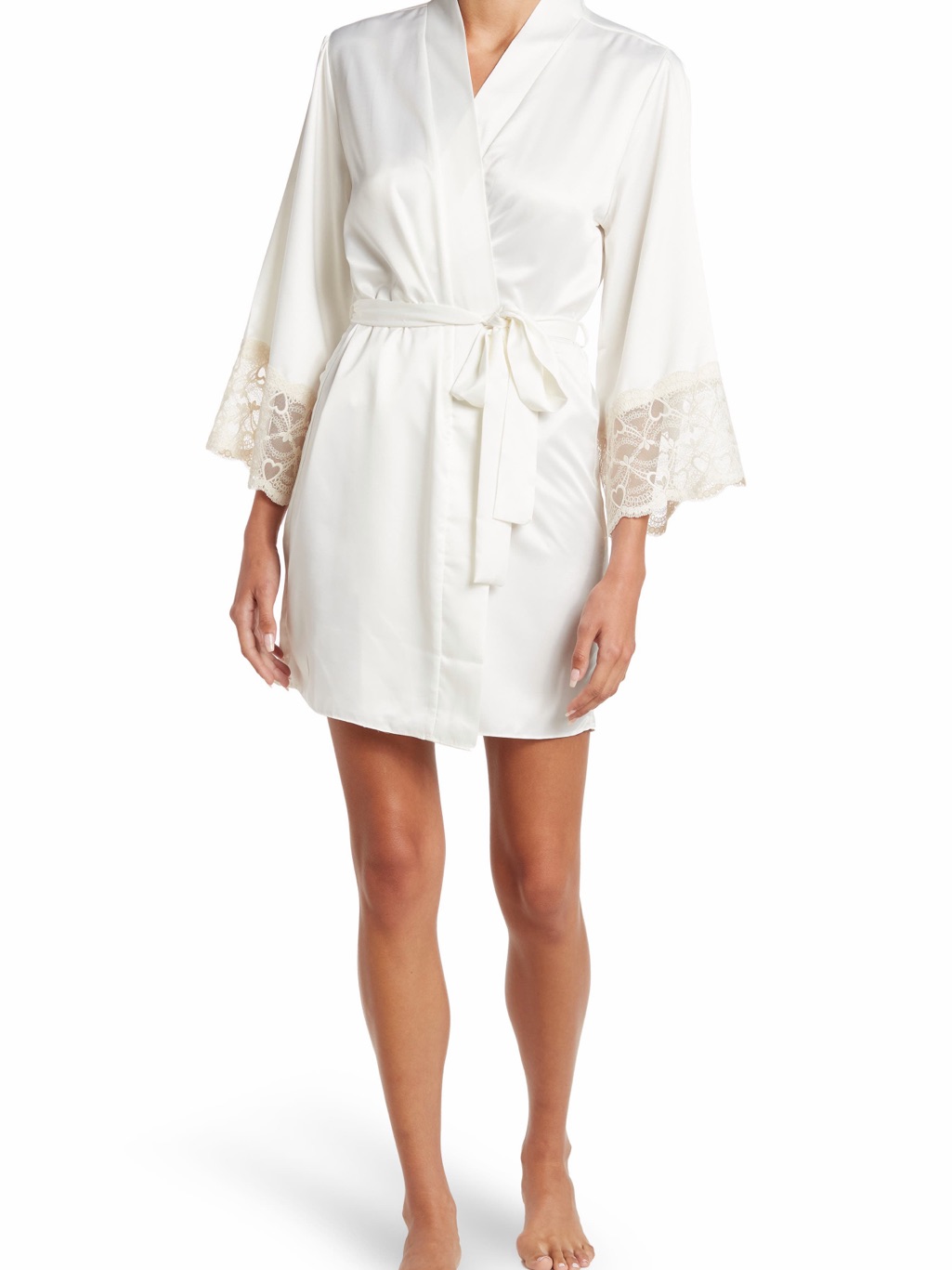 Flora Nikrooz Ivory Bridal Robe - Lace Trim